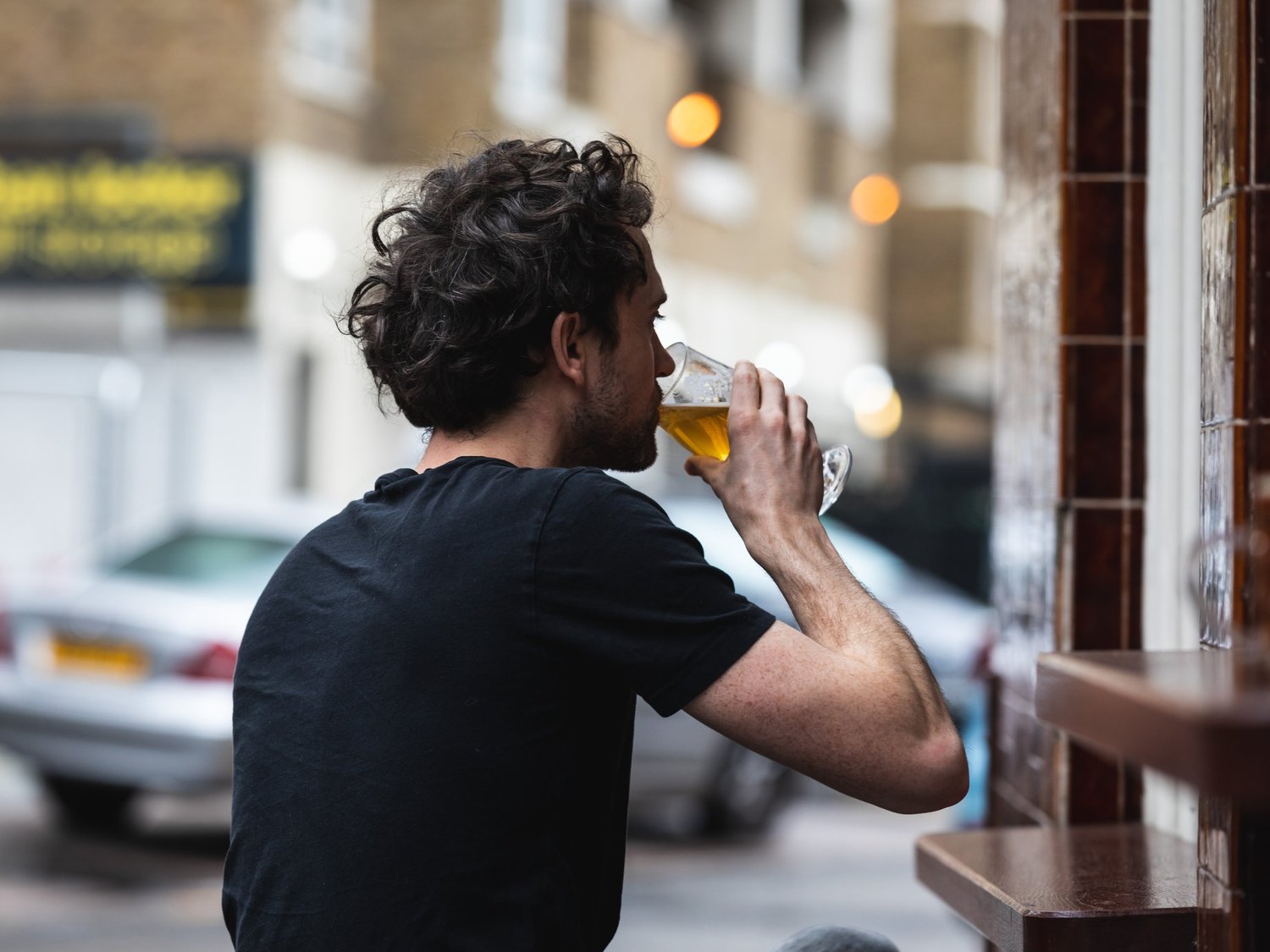 A pint at the doorway