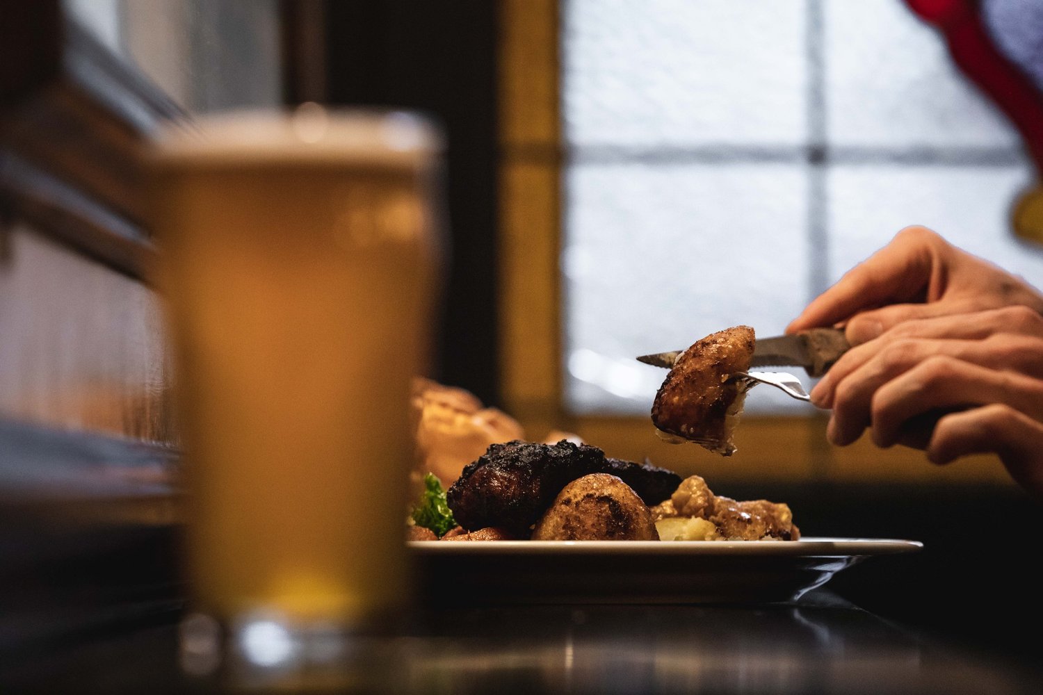 Roast potatoes and a pint